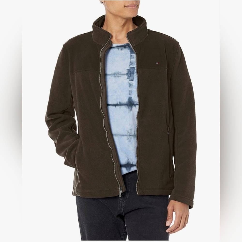 NWT Tommy Hilfiger Classic Zip Front Polar Fleece Jacket Small Olive